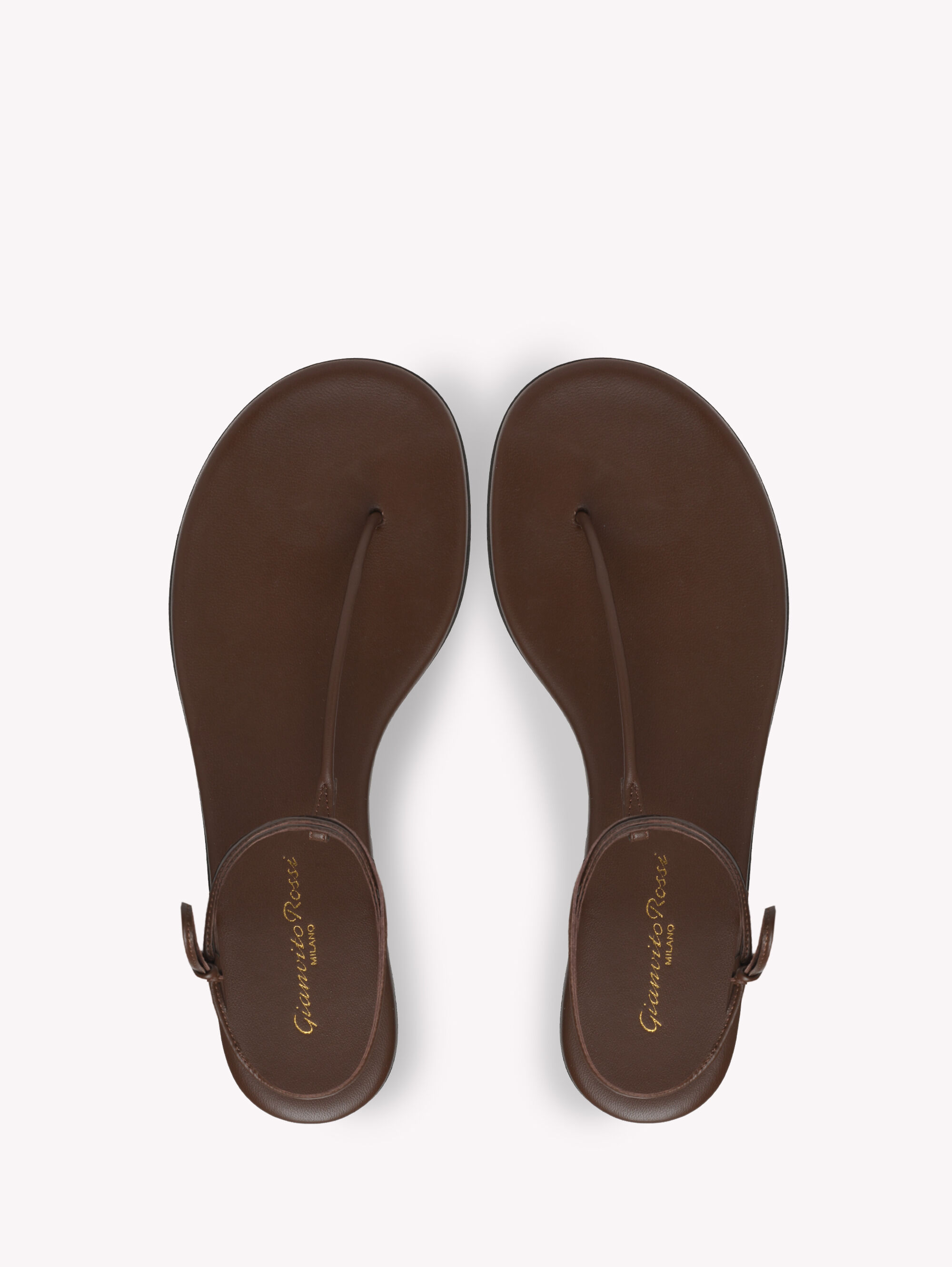 シューズ・サンダルその他 GIANVITO ROSSI Woman Flat sandals Brown G1004785RICCTZ CHOC Gianvito Rossi - Chocolate Metallic Leather Sandal, 55mm