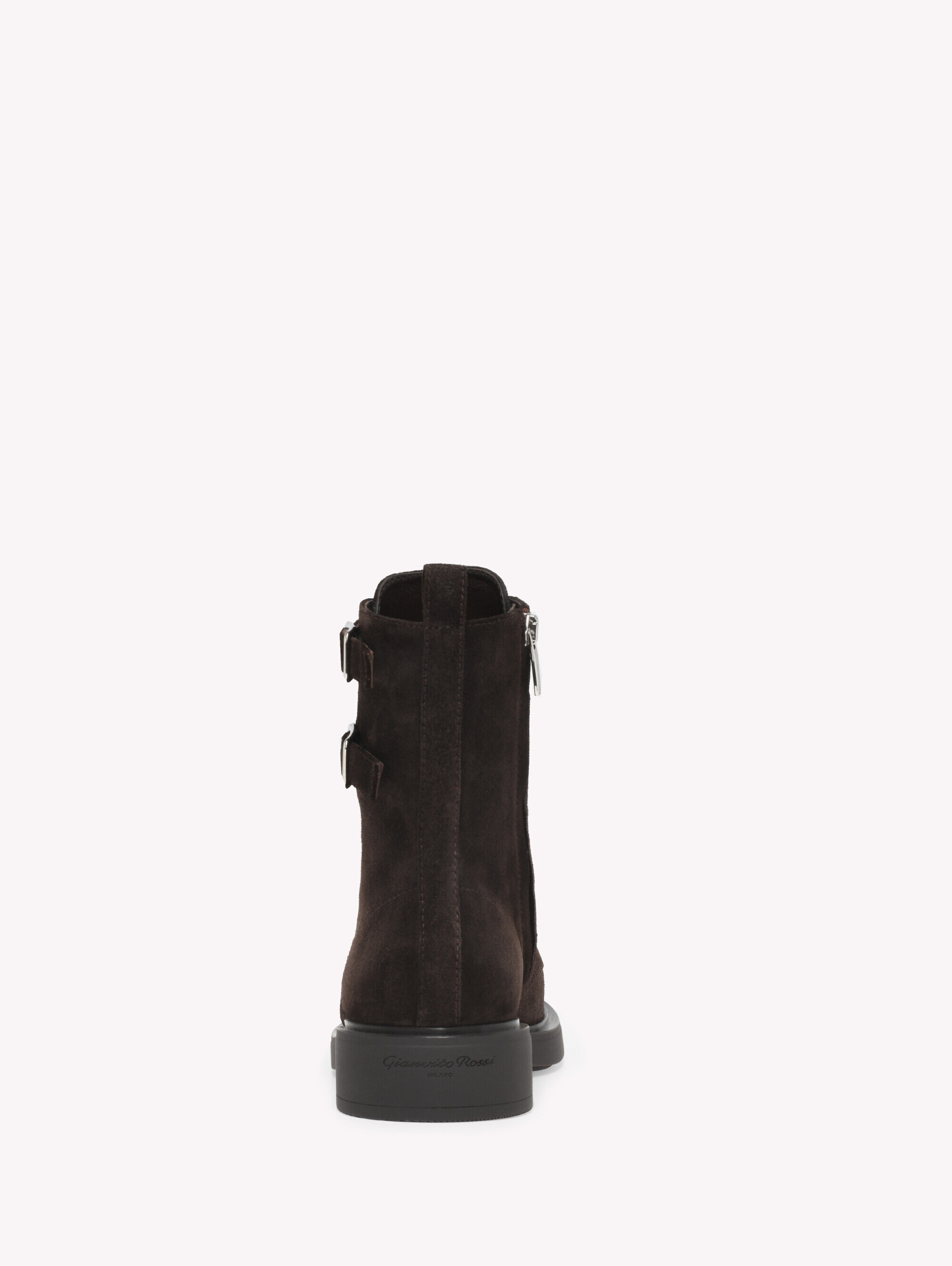 Gianvito Rossi美品フラットスエードブラック34 1/2 GianvitoRossi ブーティ スエード×レザー ブラック ジャンヴィトロッシ