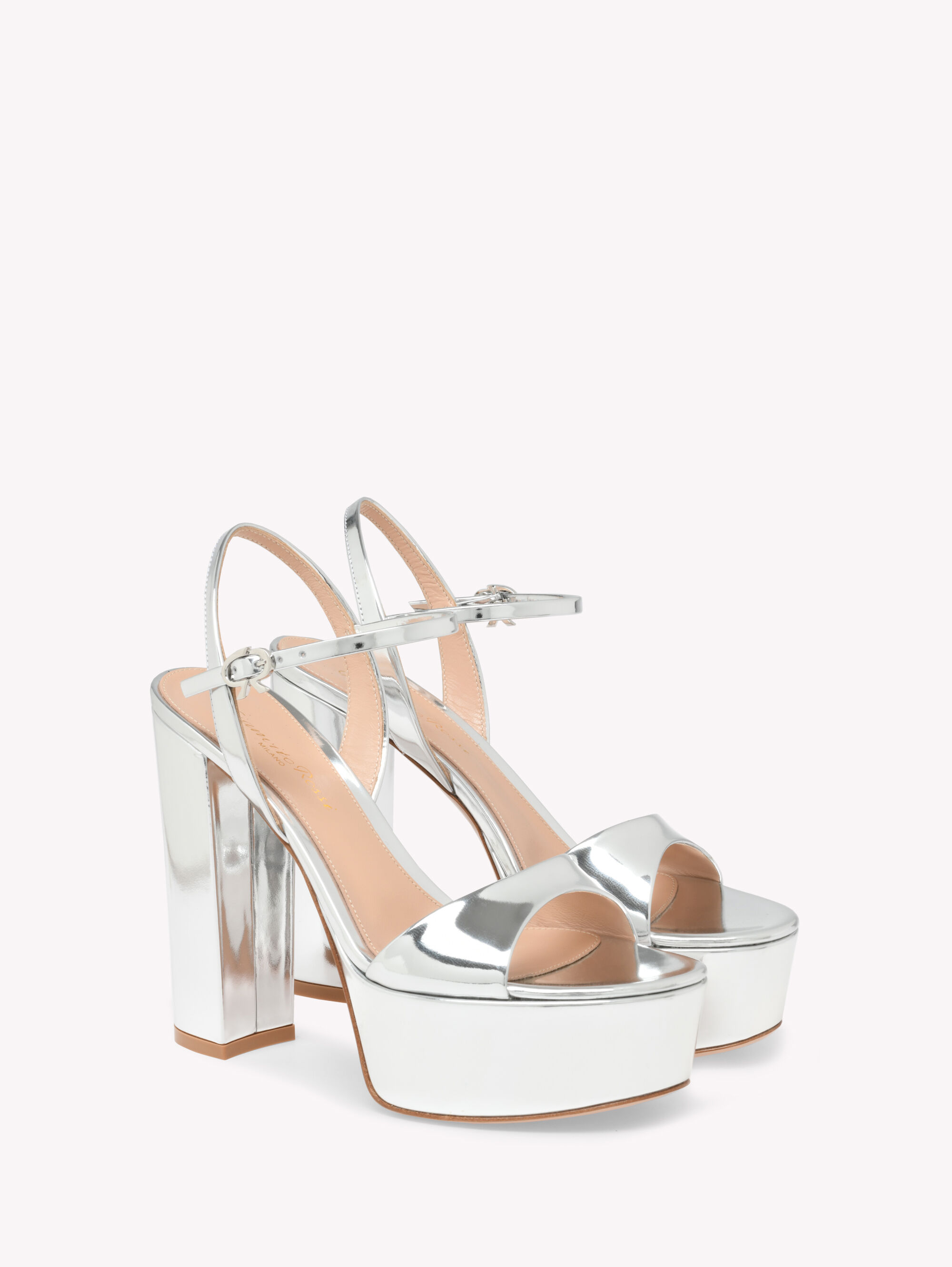 【Gianvito Rossi】ジャンヴィト・ロッシ／MARLENA GIANVITO ROSSI Marlena 85 mirrored-leather platform sandals