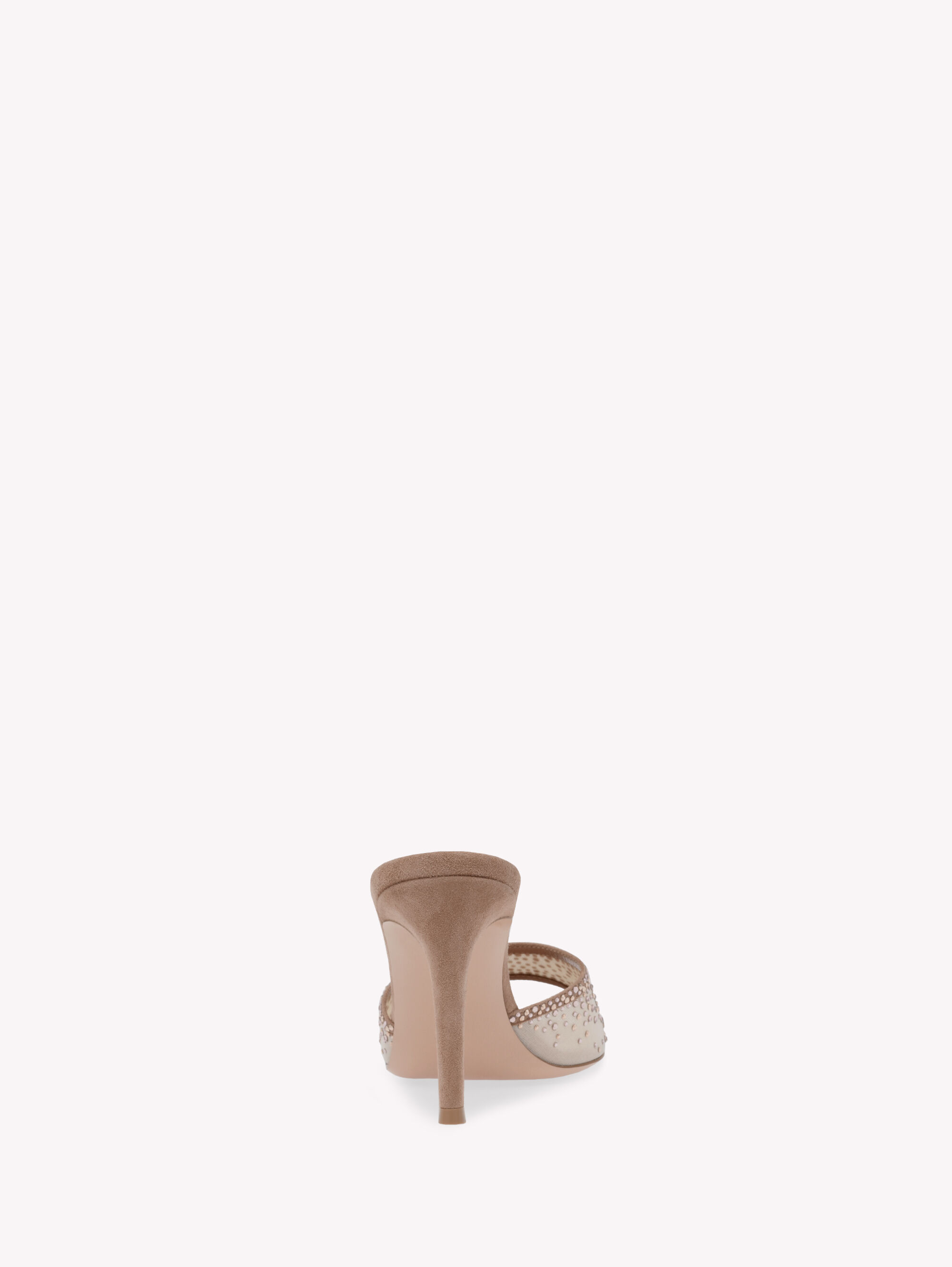 直営店【GIANVITO ROSSI】RANIA スタッズ PINK 85mm ミュール Gianvito Rossi Rania Crystal Embellished Pumps in Praline
