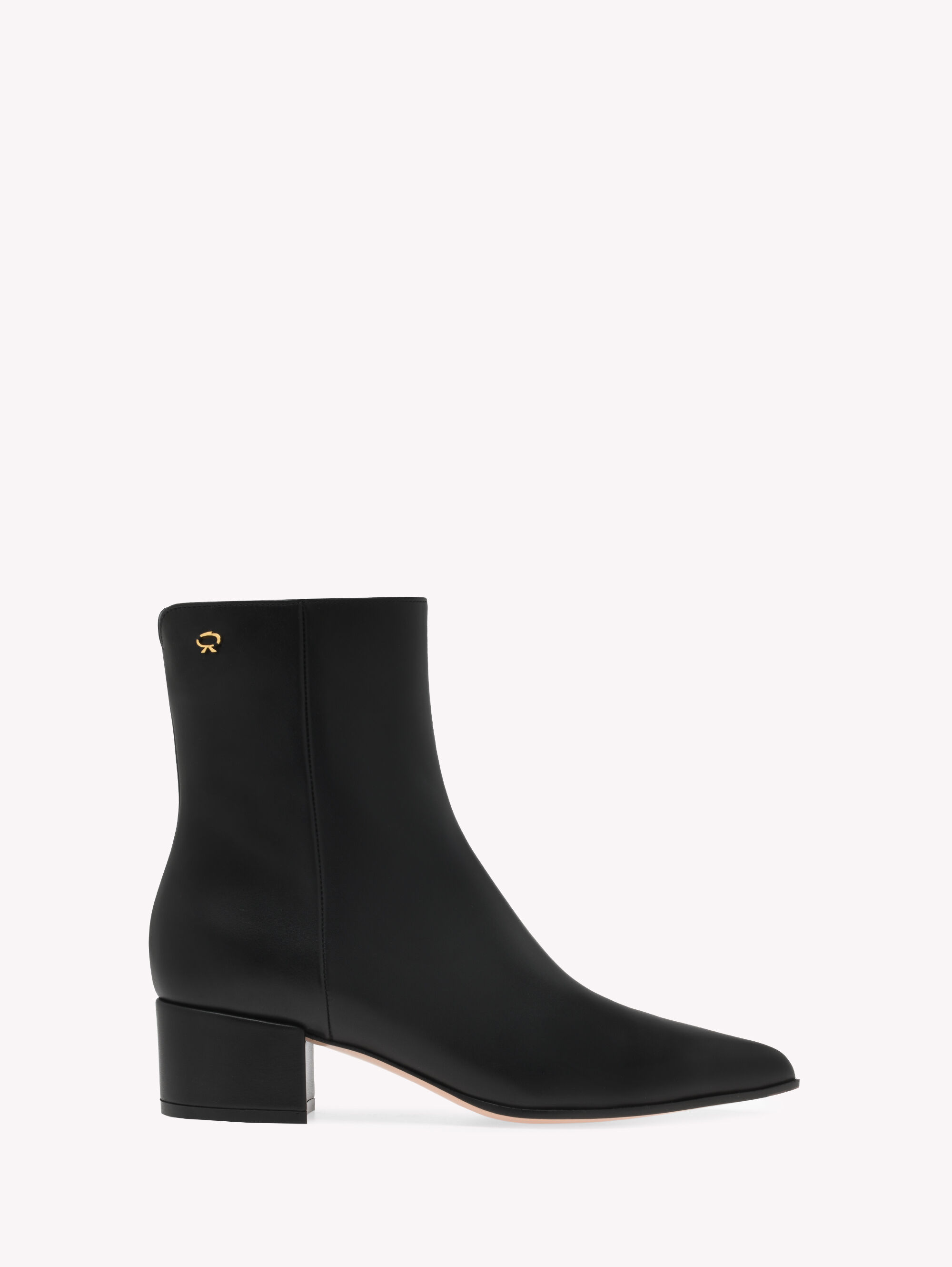 SARA Black Patent Leather Ankle Boots | Patent Leather Flat Boots