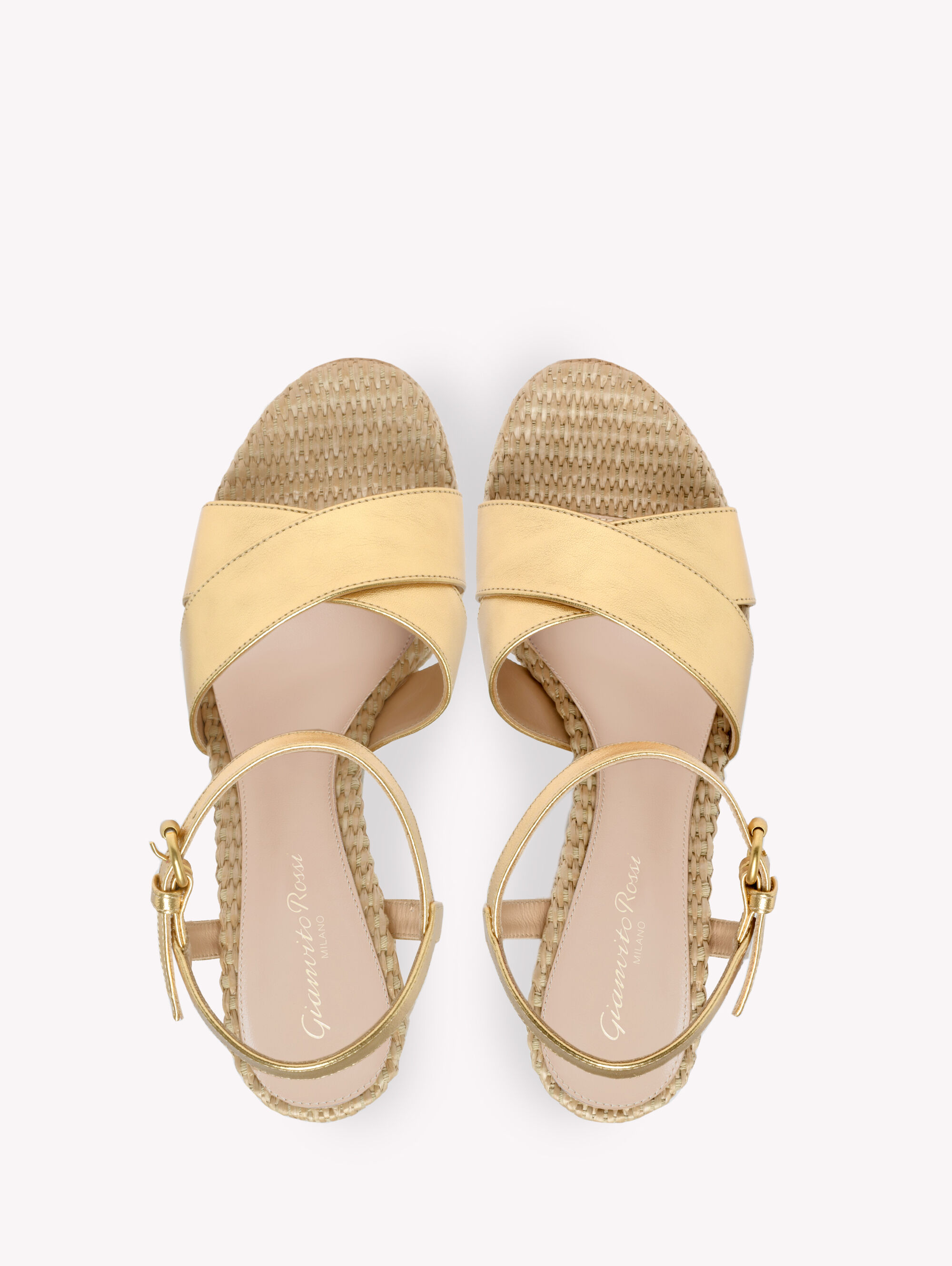 サンダル・ミュール Gianvito Rossi Bebe sandals Gianvito Rossi - Bebe White Leather & Raffia Platform Sandal