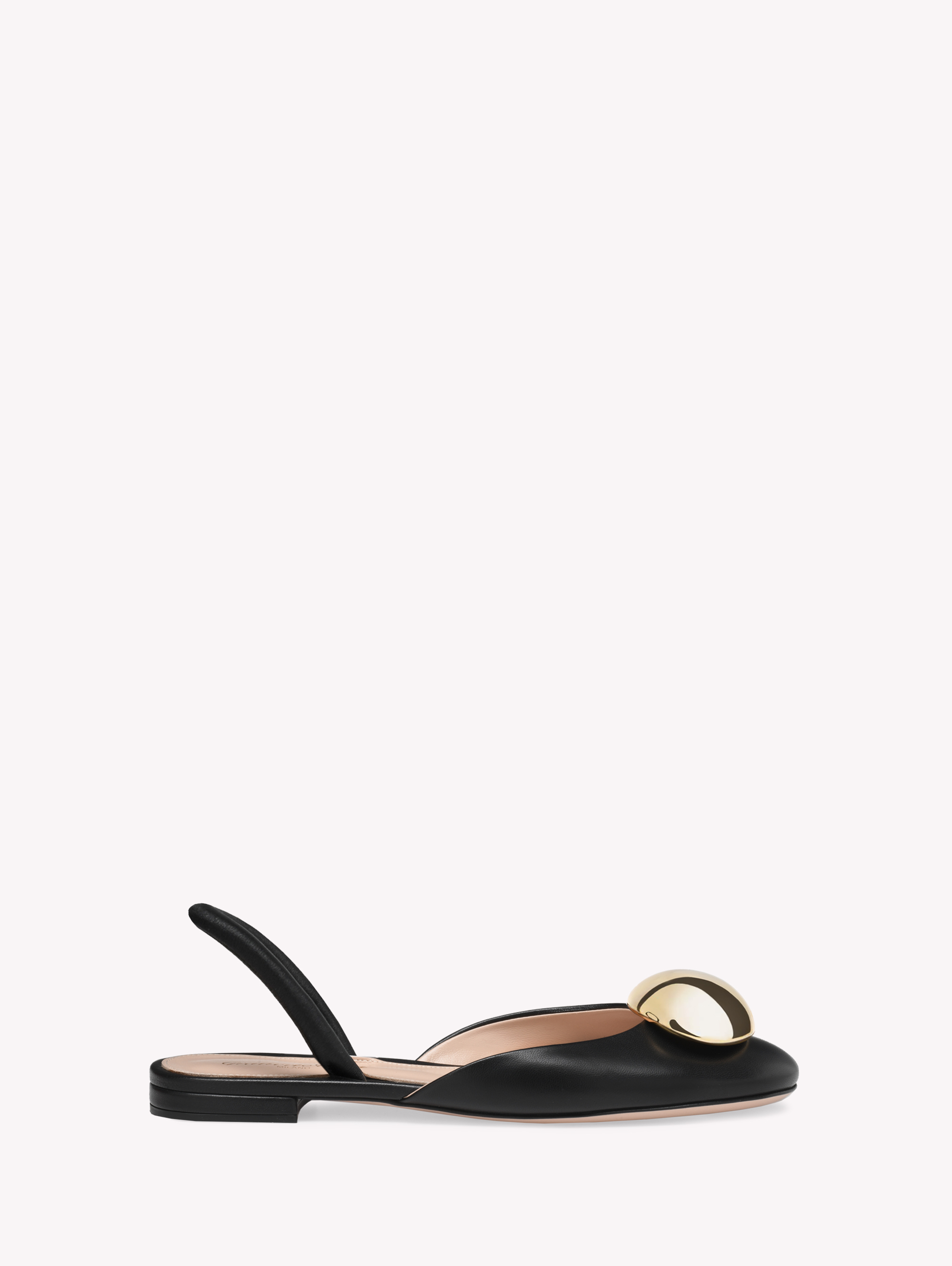 Gianvito Rossi Leather Dome Slingback Ballerina Flats In Black