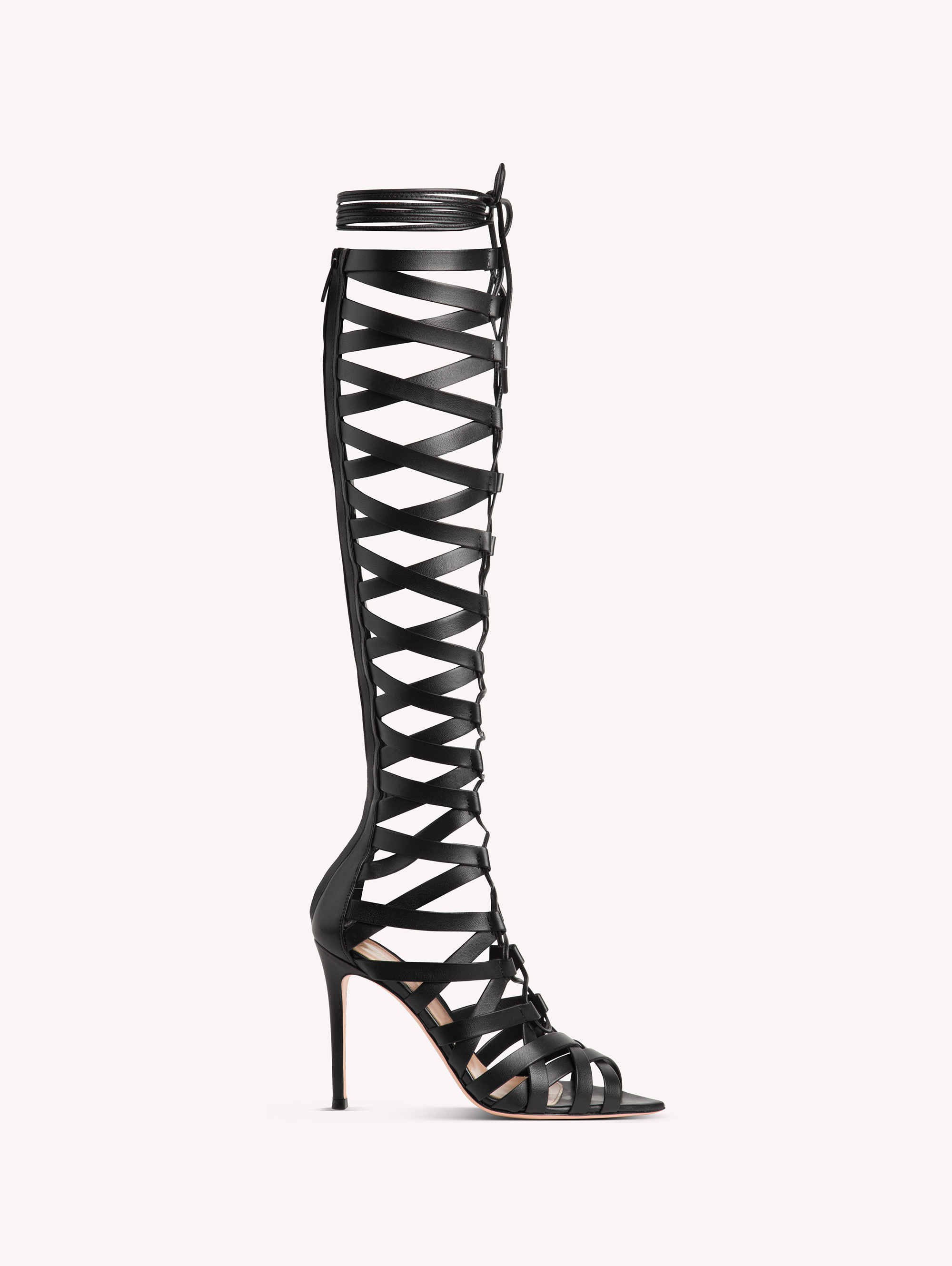 Shop Gianvito Rossi Catherine Gladiator In Black Leather