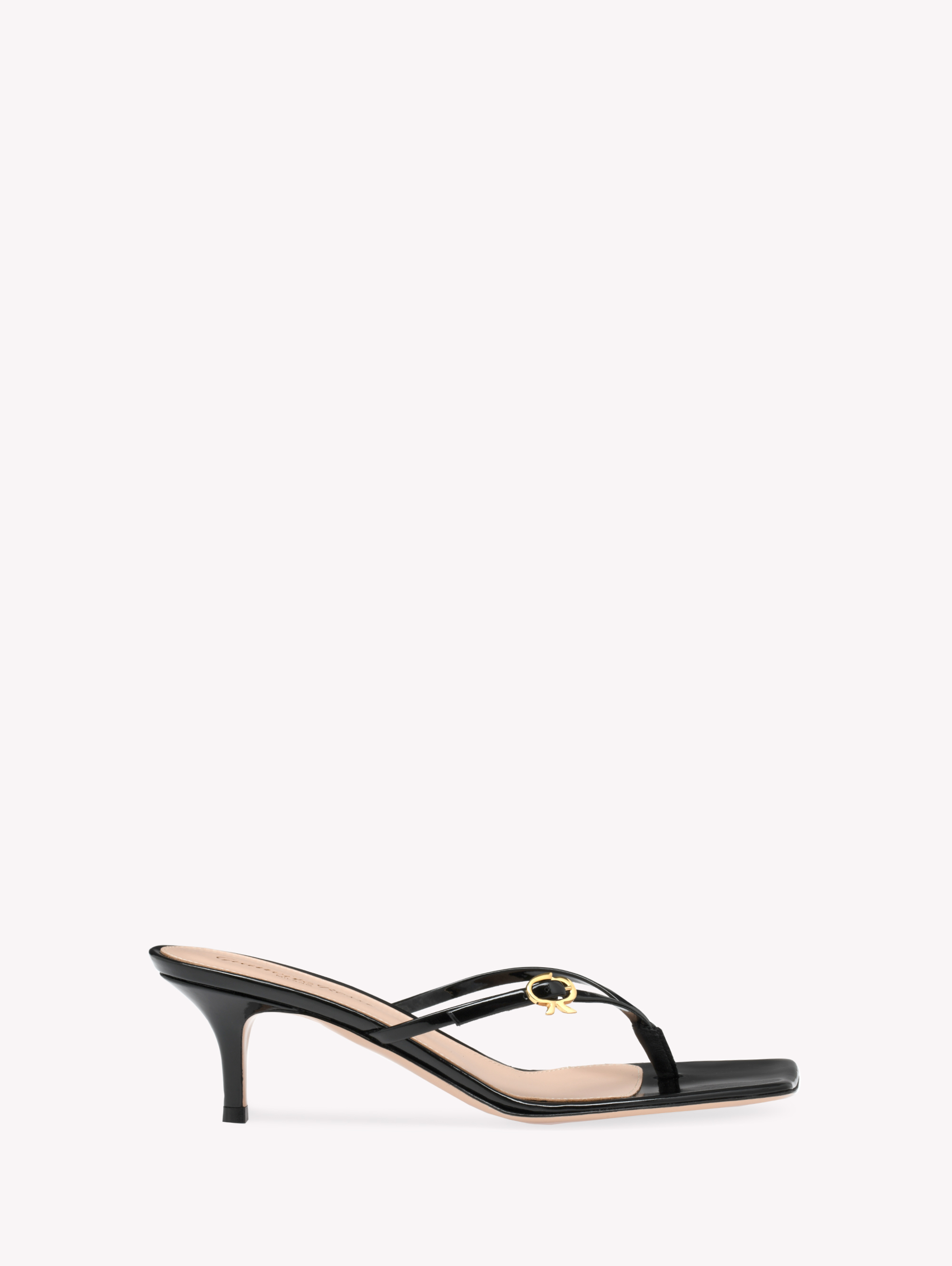 Shop Gianvito Rossi Ribbon Thong 55 In Black Patent