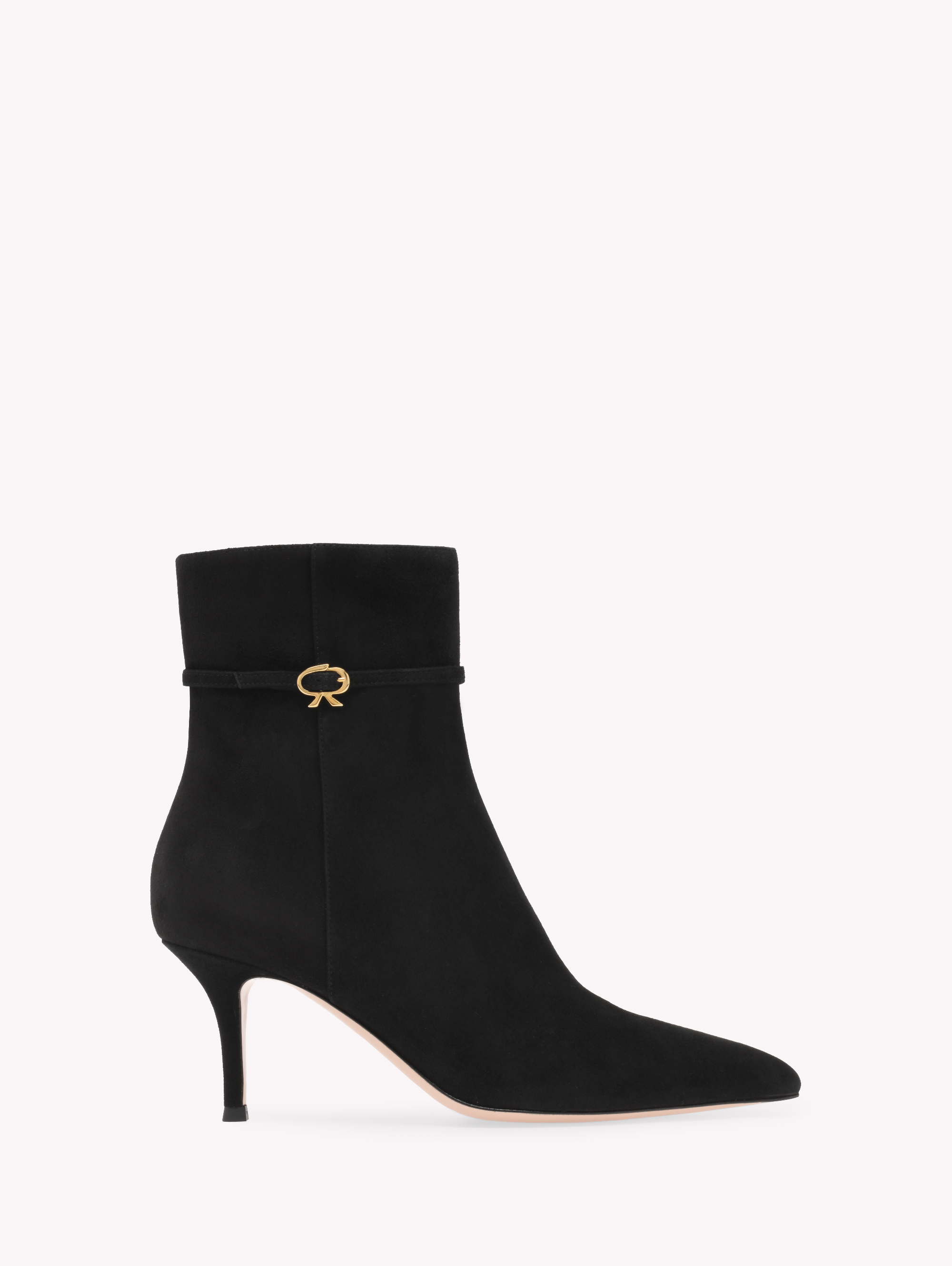Gianvito Rossi Ribbon Ville Suede Ankle Boots In Black Suede