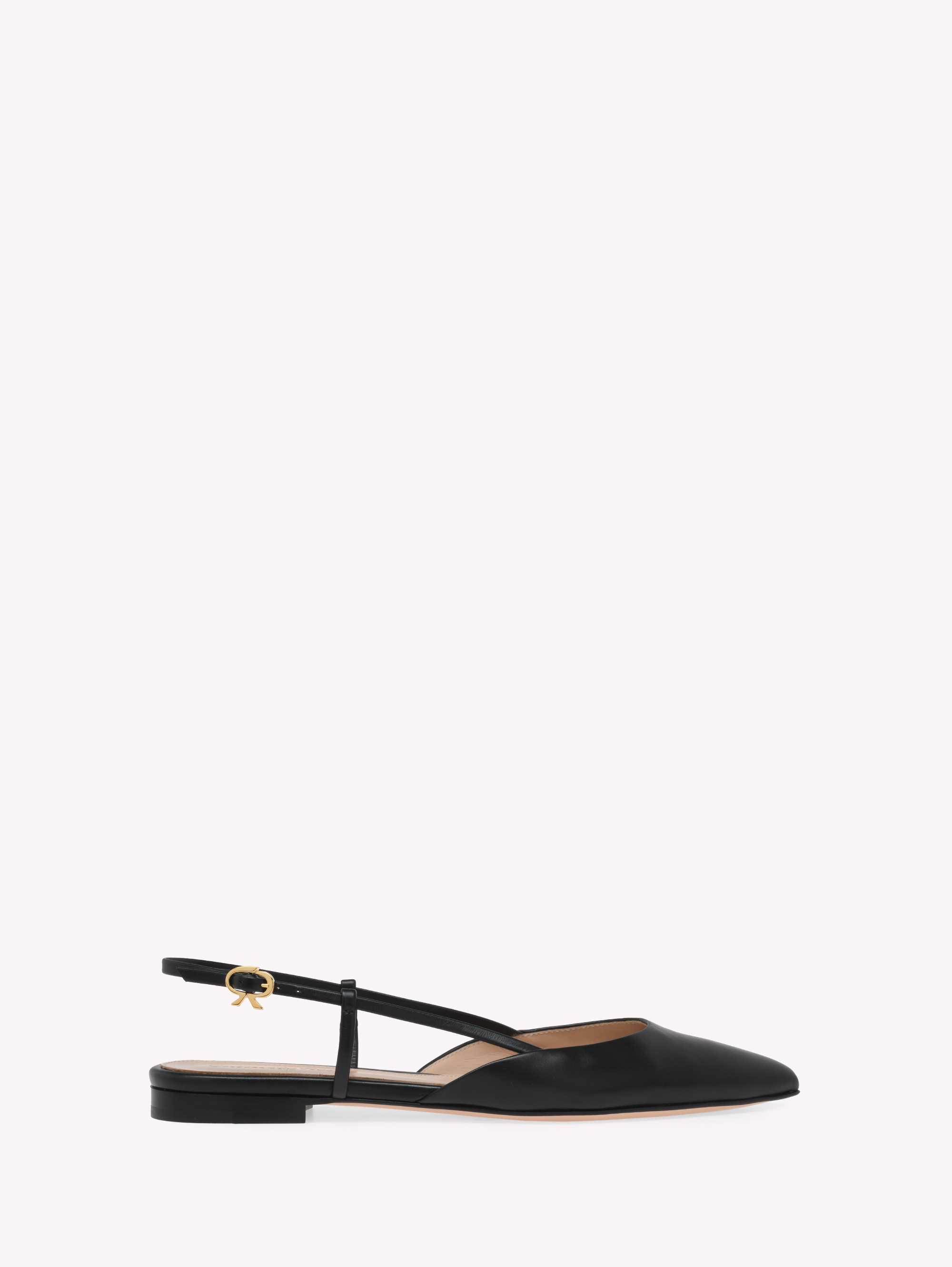 Gianvito Rossi Ascent 05 Leather Slingback Point-toe Flats In Black