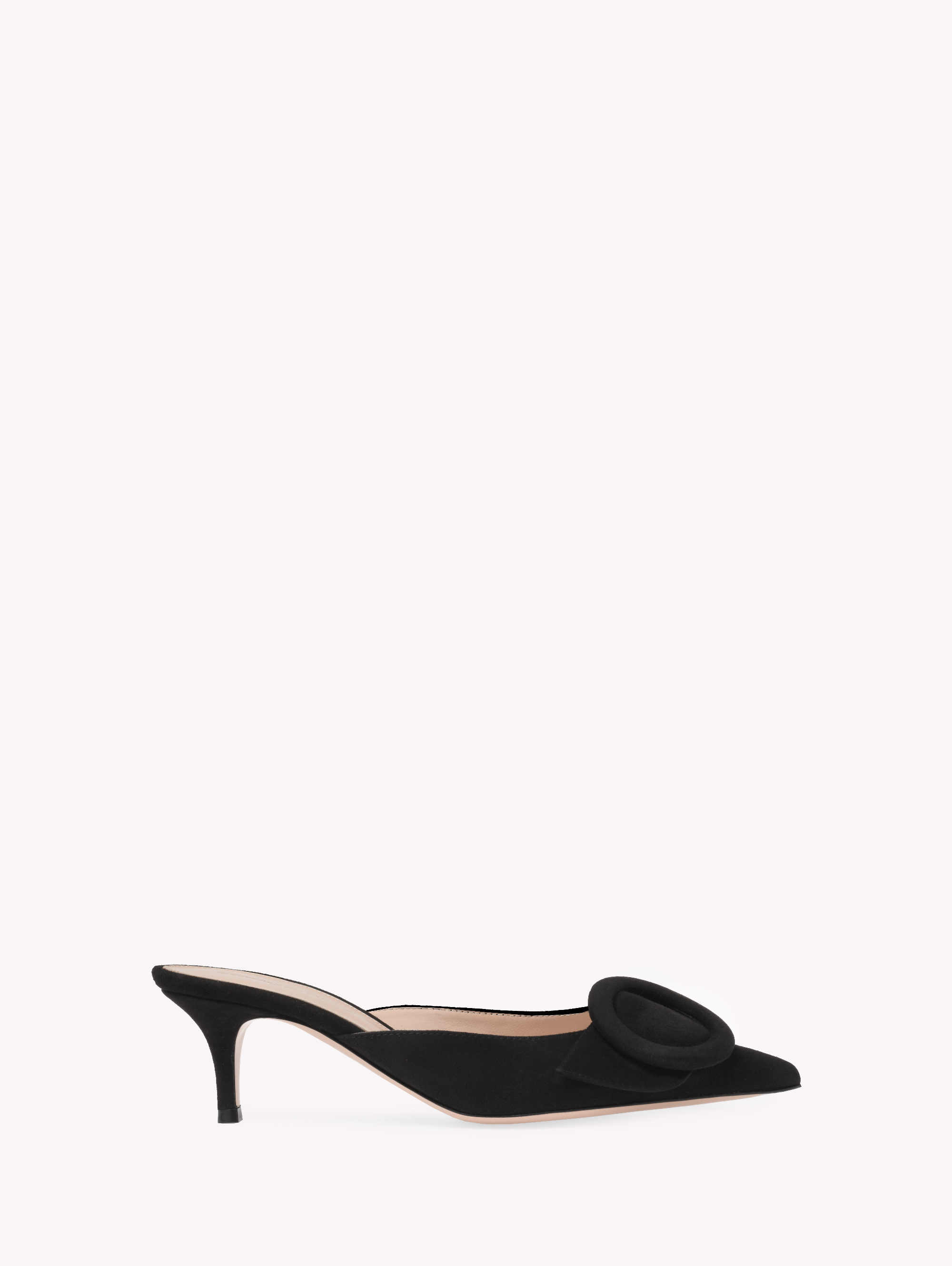 Gianvito Rossi Suede Portofino Heeled Mules 55 In Black Suede