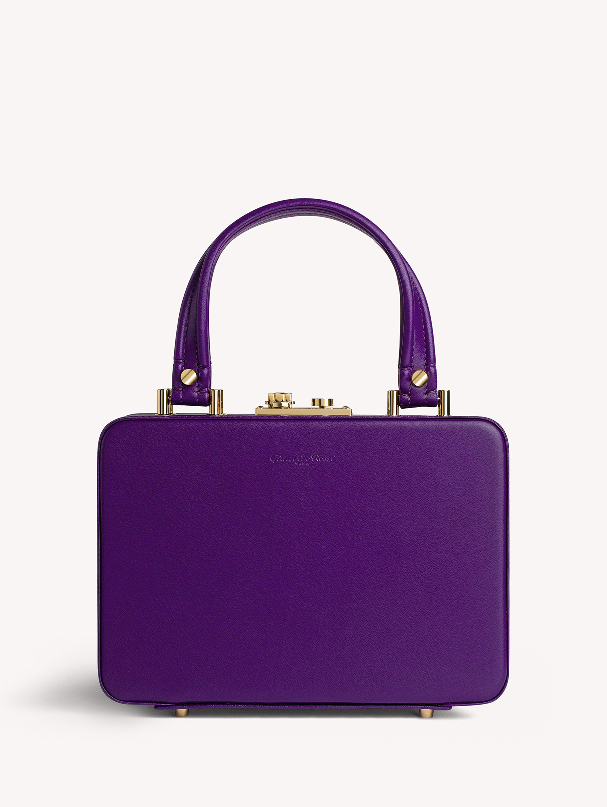 Gianvito Rossi Box Leather Top-handle Bag In Purple