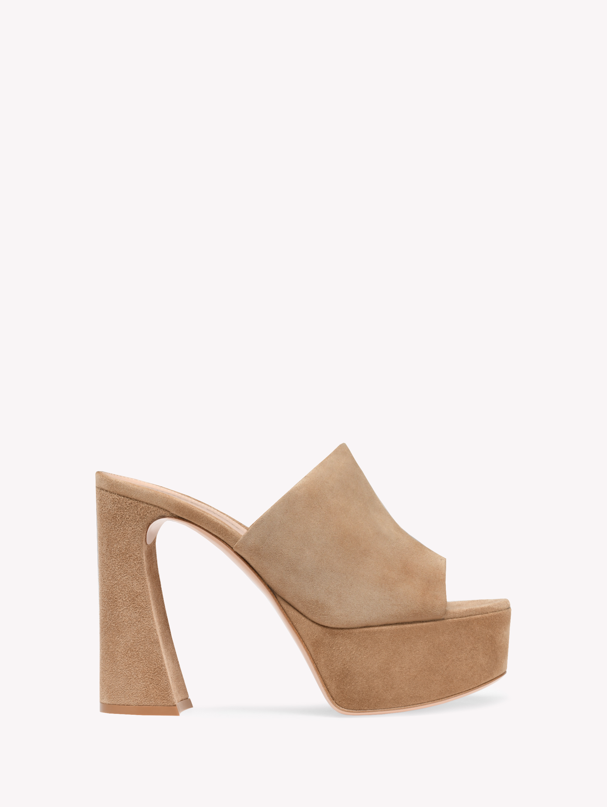 Gianvito Rossi Holly Suede Platform Mules In Brown