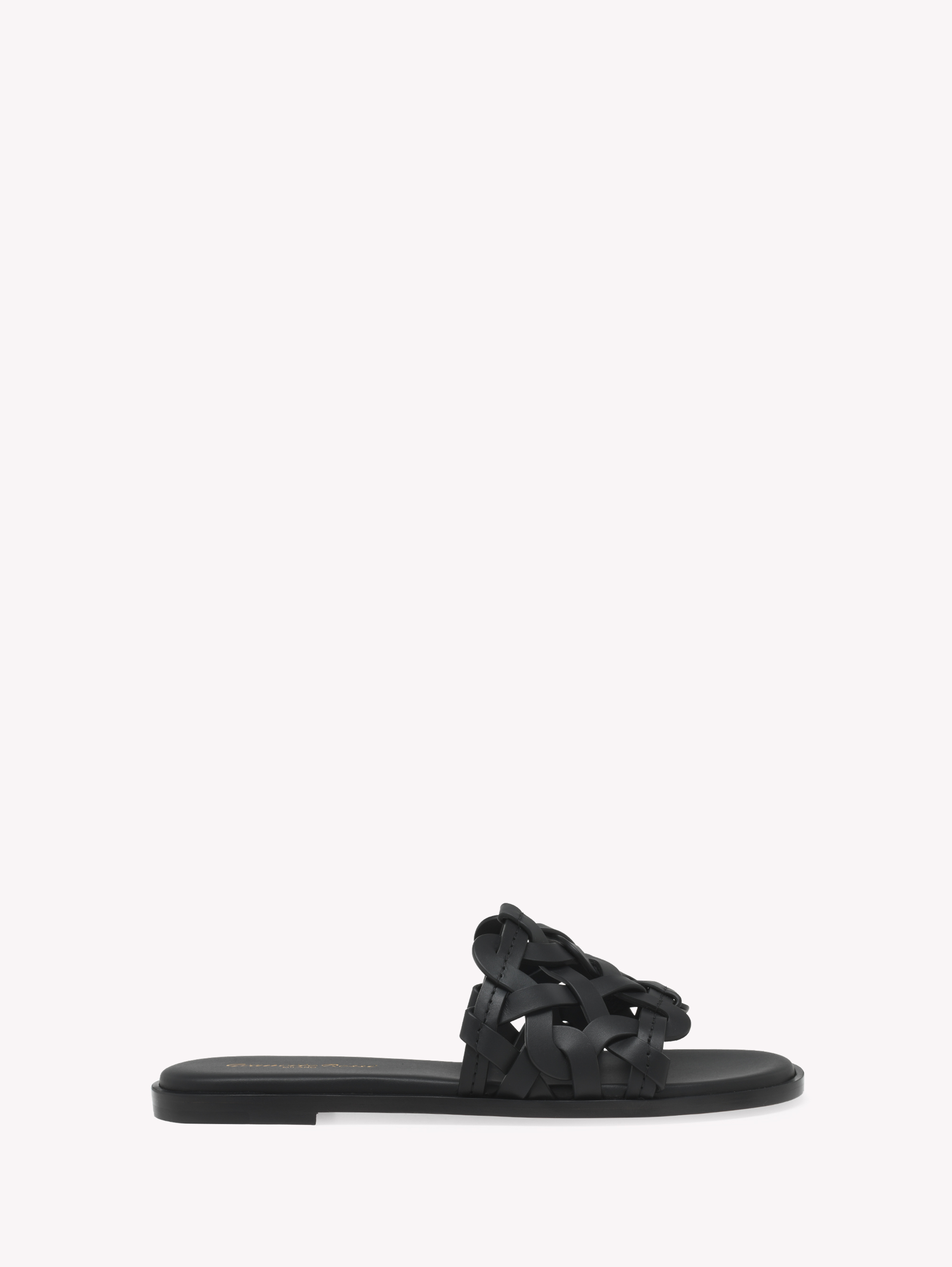Gianvito Rossi Open Weave Leather Slide Sandals In Black