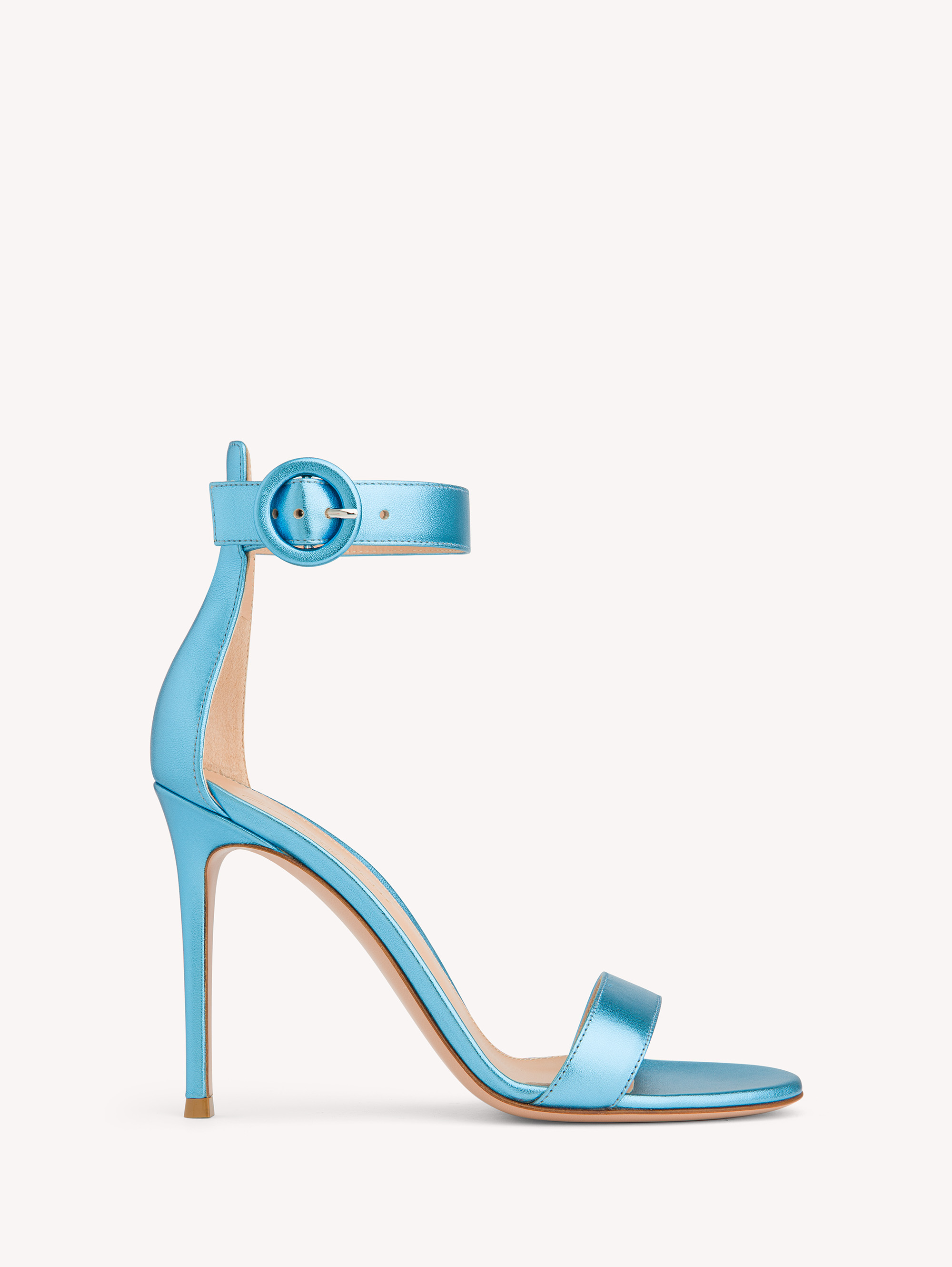 Gianvito Rossi Portofino 85mm Metallic-leather Sandals In Blue