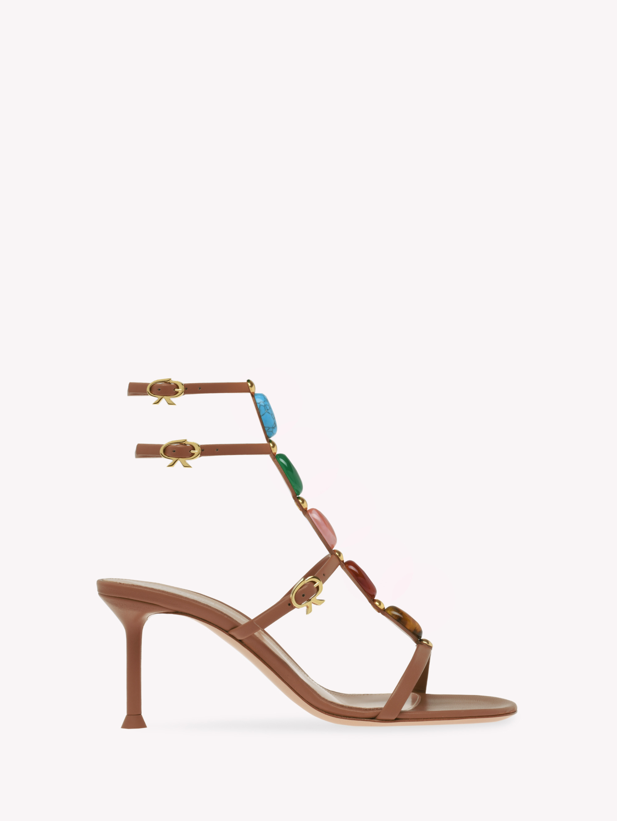 Gianvito Rossi Shanti 70 Embellished Leather Sandals In Brown