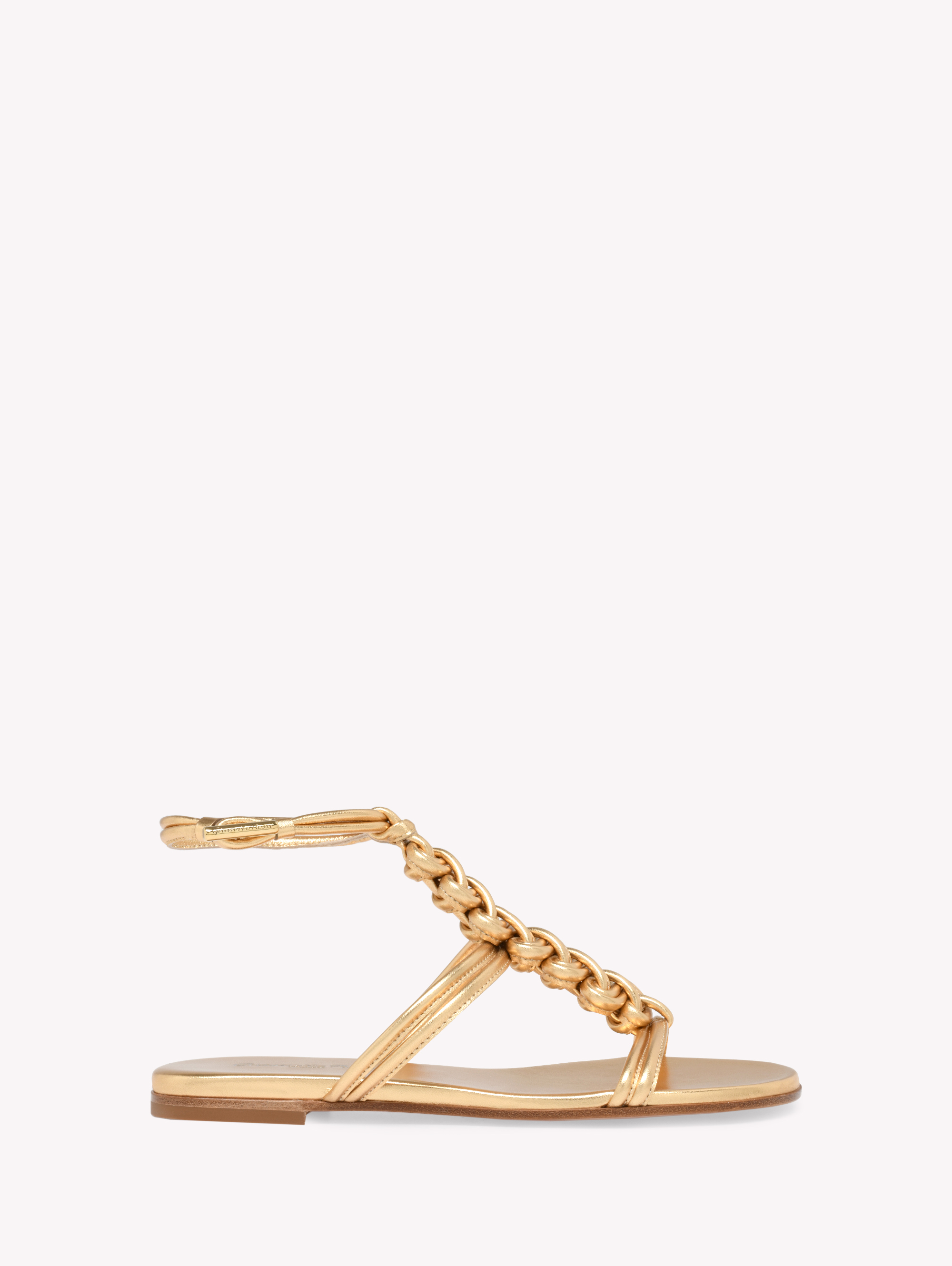 サンダル・ミュール Gianvito Rossi SS25 (G10039 55LACVITPEAH) Gianvito Rossi - Silver Leather Ankle Strap Sandal, 55mm