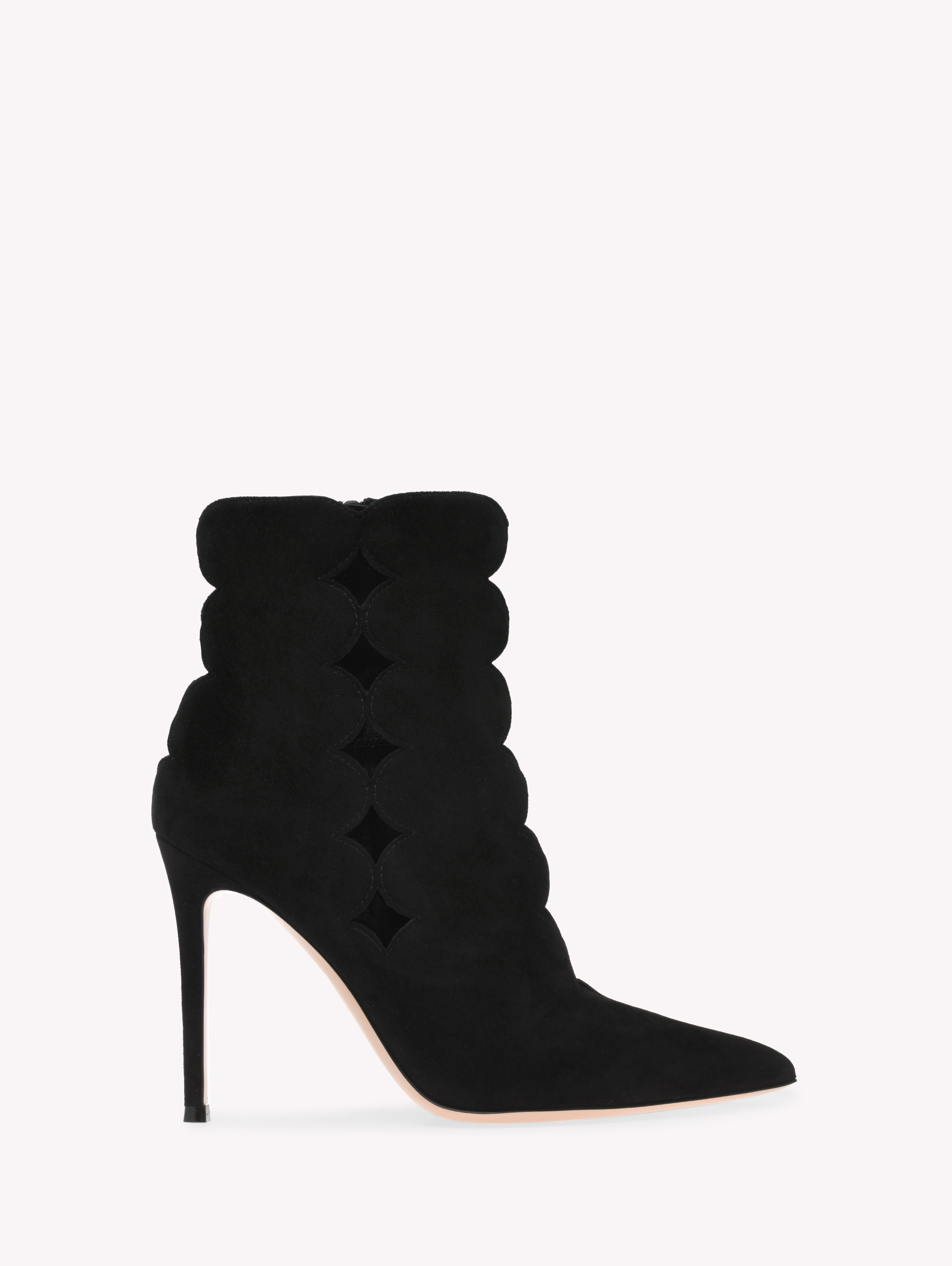 Gianvito Rossi Ariana 85mm Cut-out Suede Boots In Black Suede