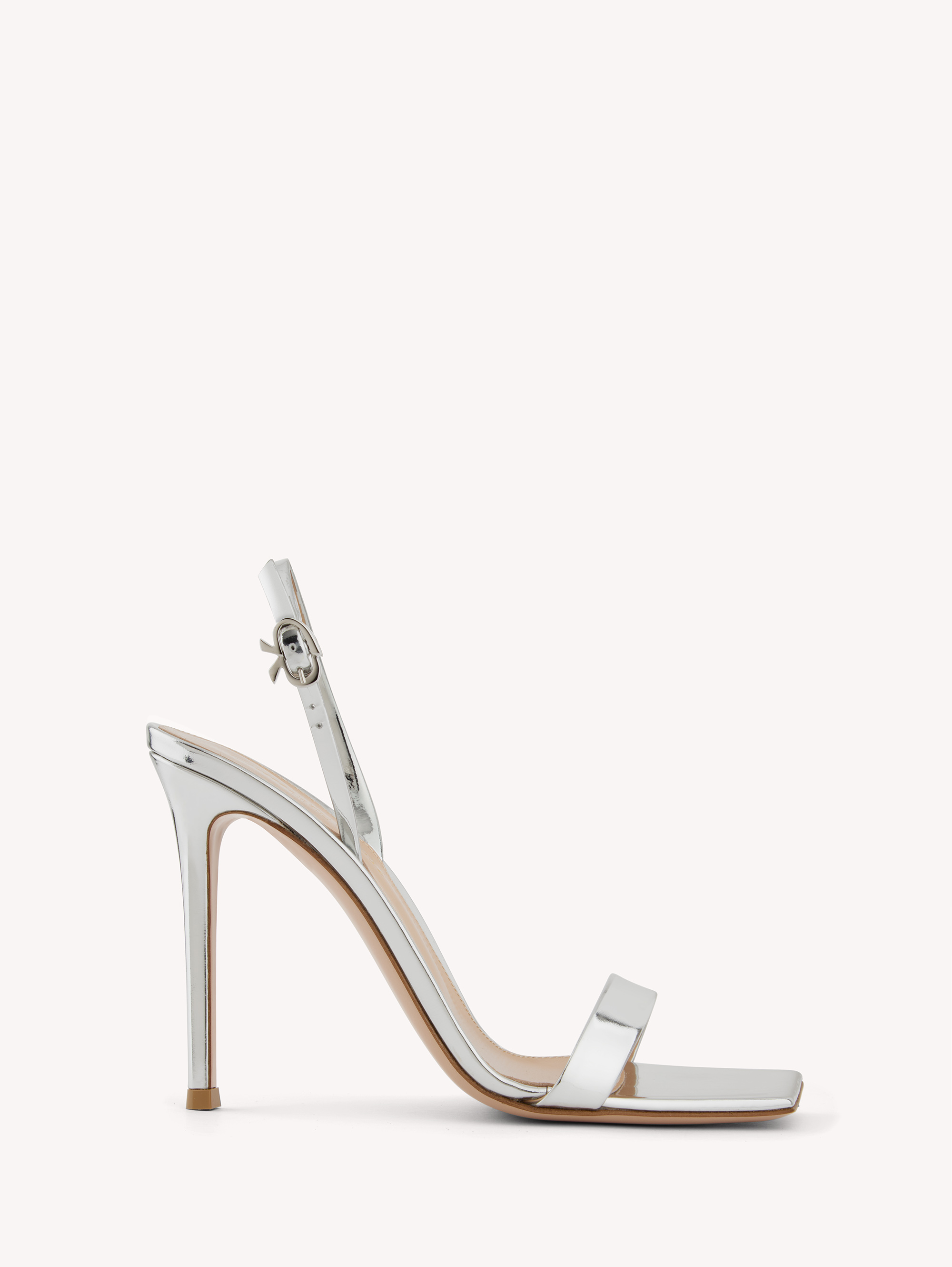 Gianvito Rossi Ribbon 105 Patent Leather Sandals In Silver
