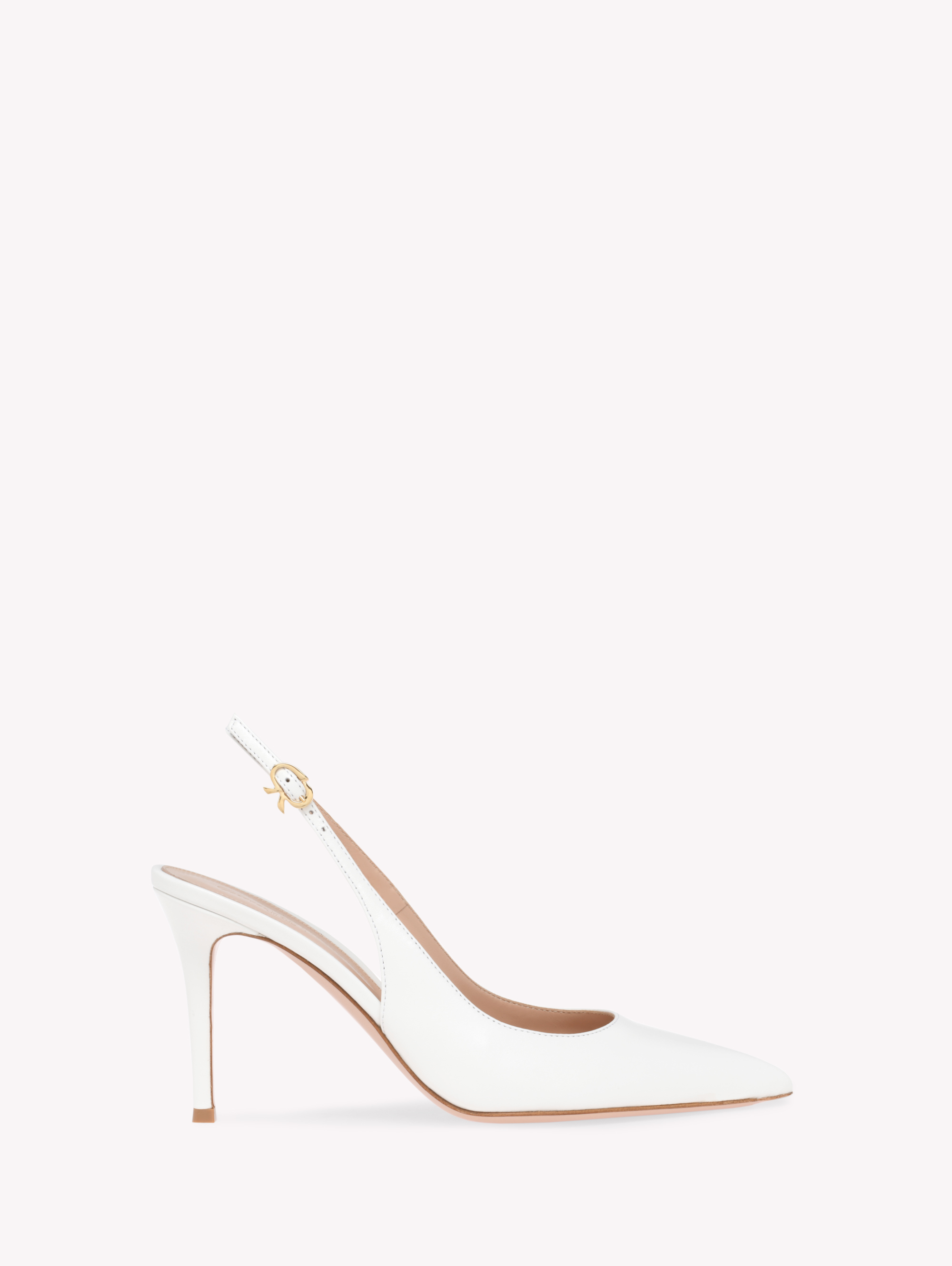 Gianvito Rossi Ribbon Sling 85 In White Leather