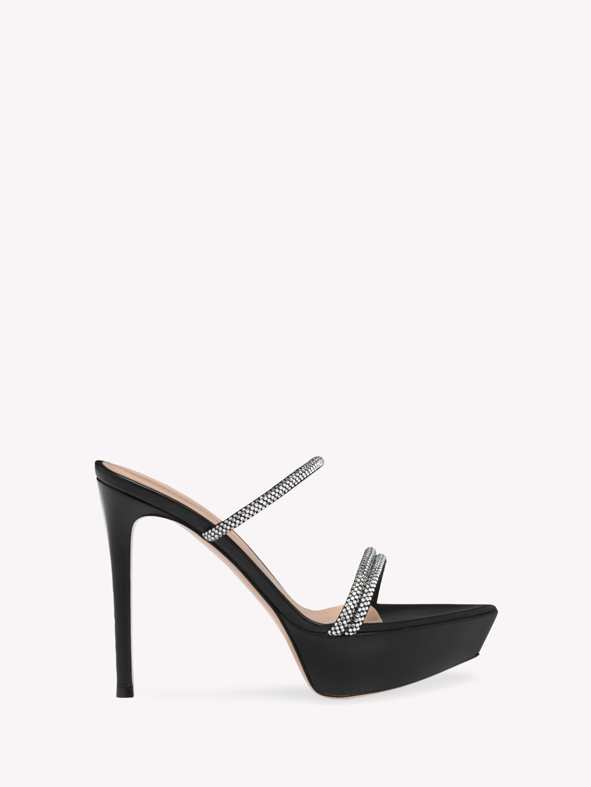 Gianvito Rossi Cannes Crystal-embellished Leather Platform Sandals In Black