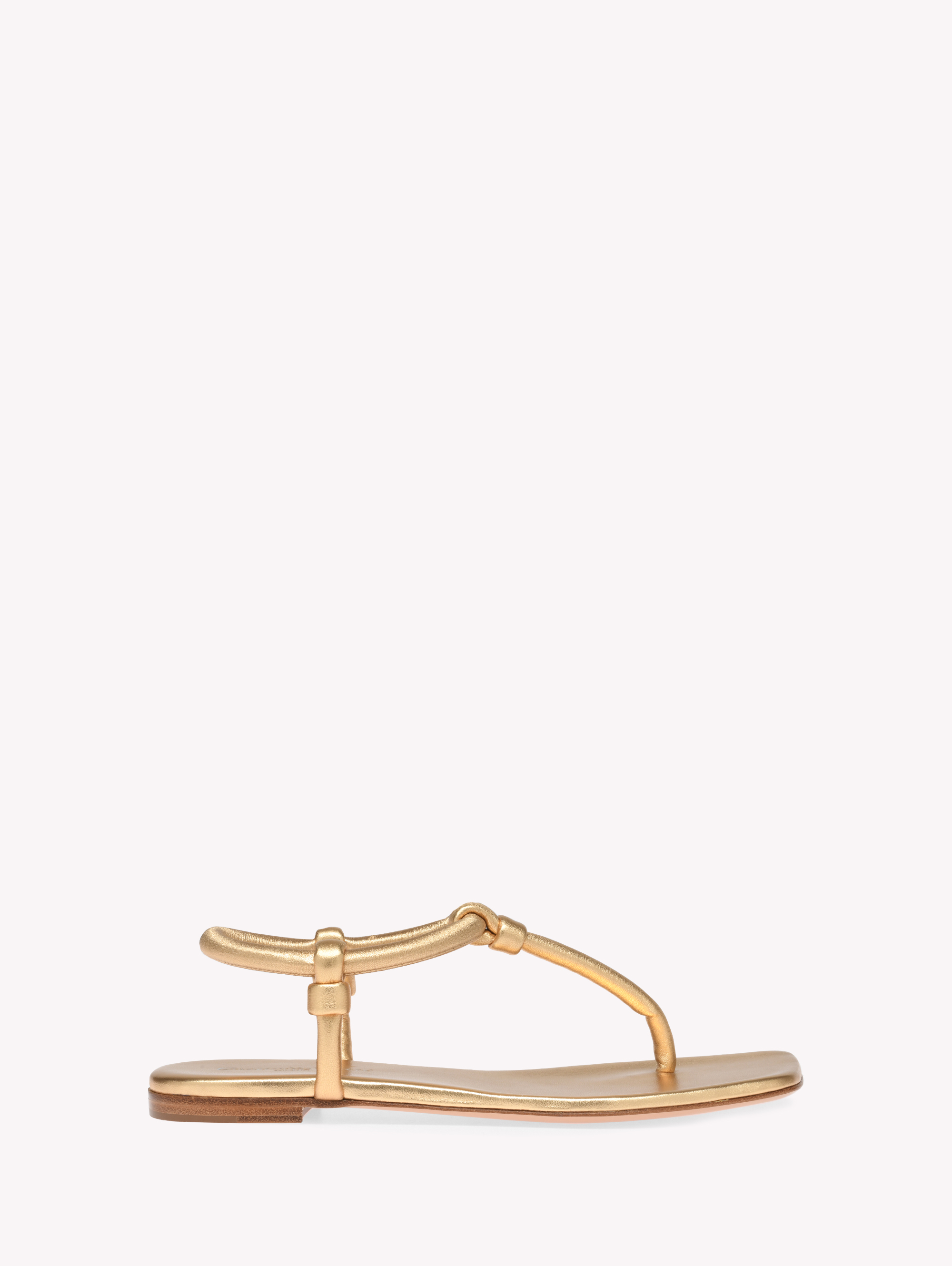 Gianvito Rossi Leather Strappy Thong Sandals With Metallic Finish In Gold
